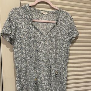 Chic Blue Floral Women's Blouse